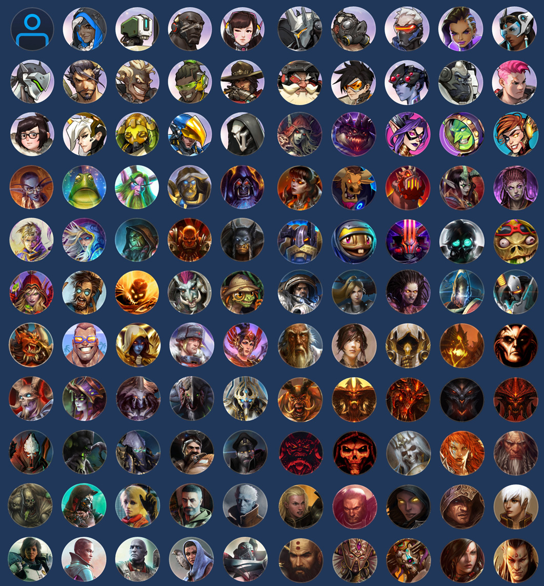 tous les avatars du launcher blizzard beta